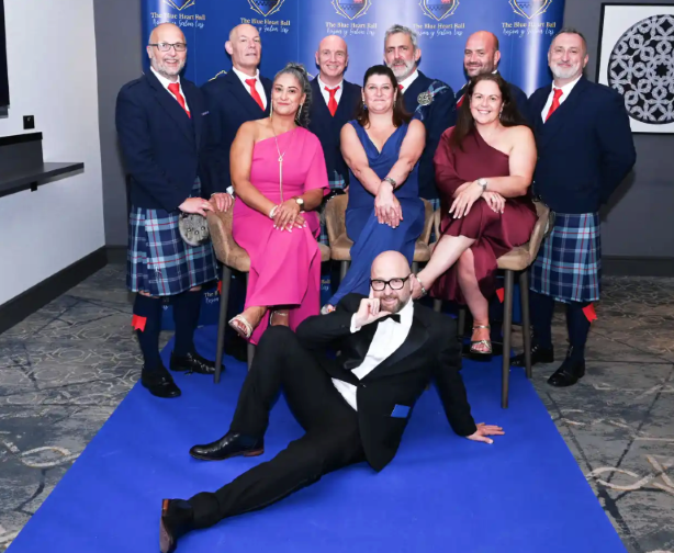 South Wales Police Federation reps pose for the camera at the blue heart ball