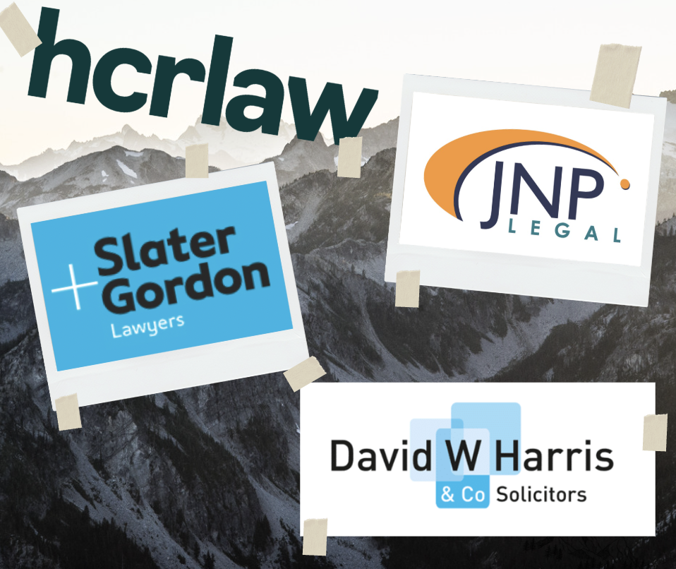 A collage of legal services brand logos
